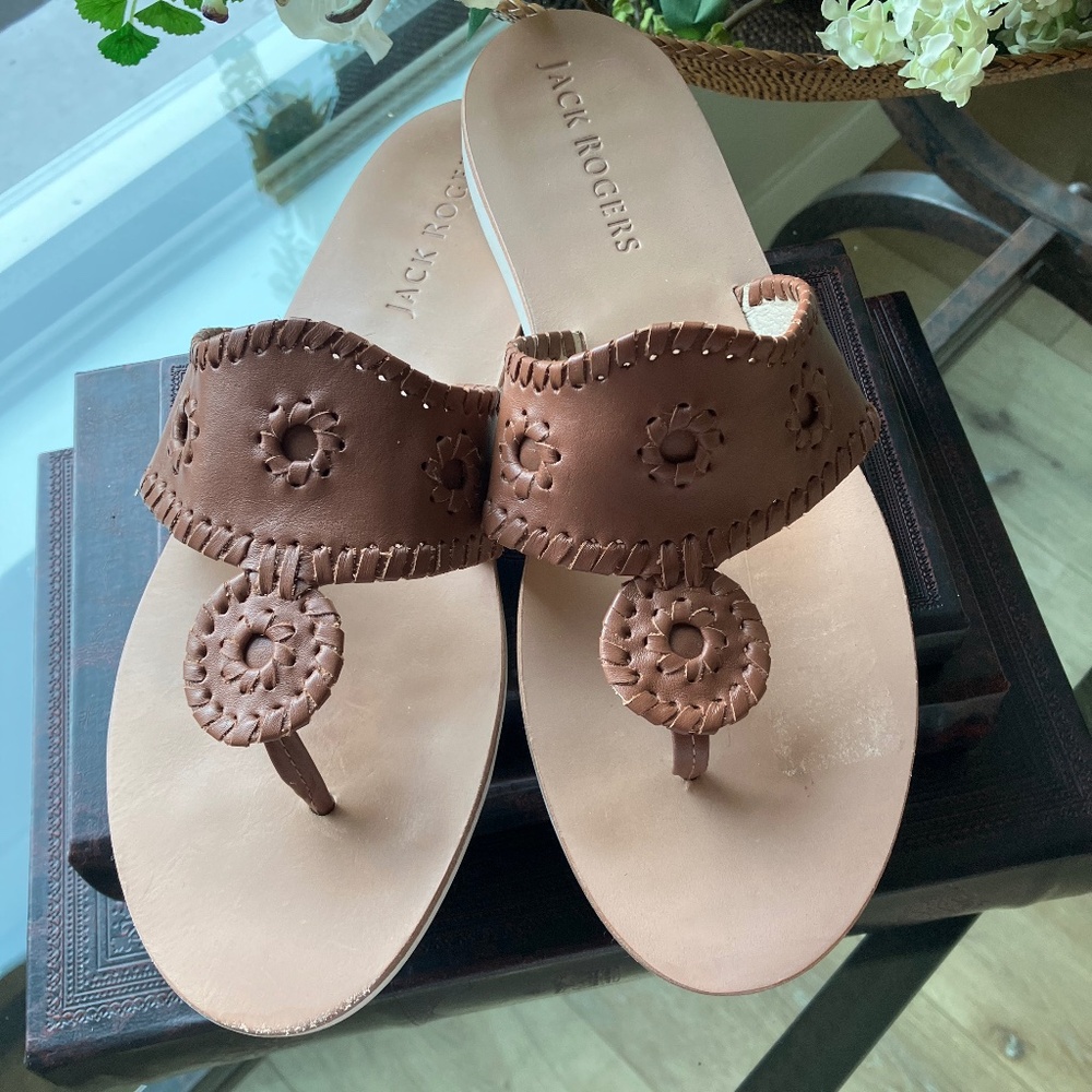Jack Rogers Sandals Flat / Tan Leather    Size 10 - Picture 2 of 6